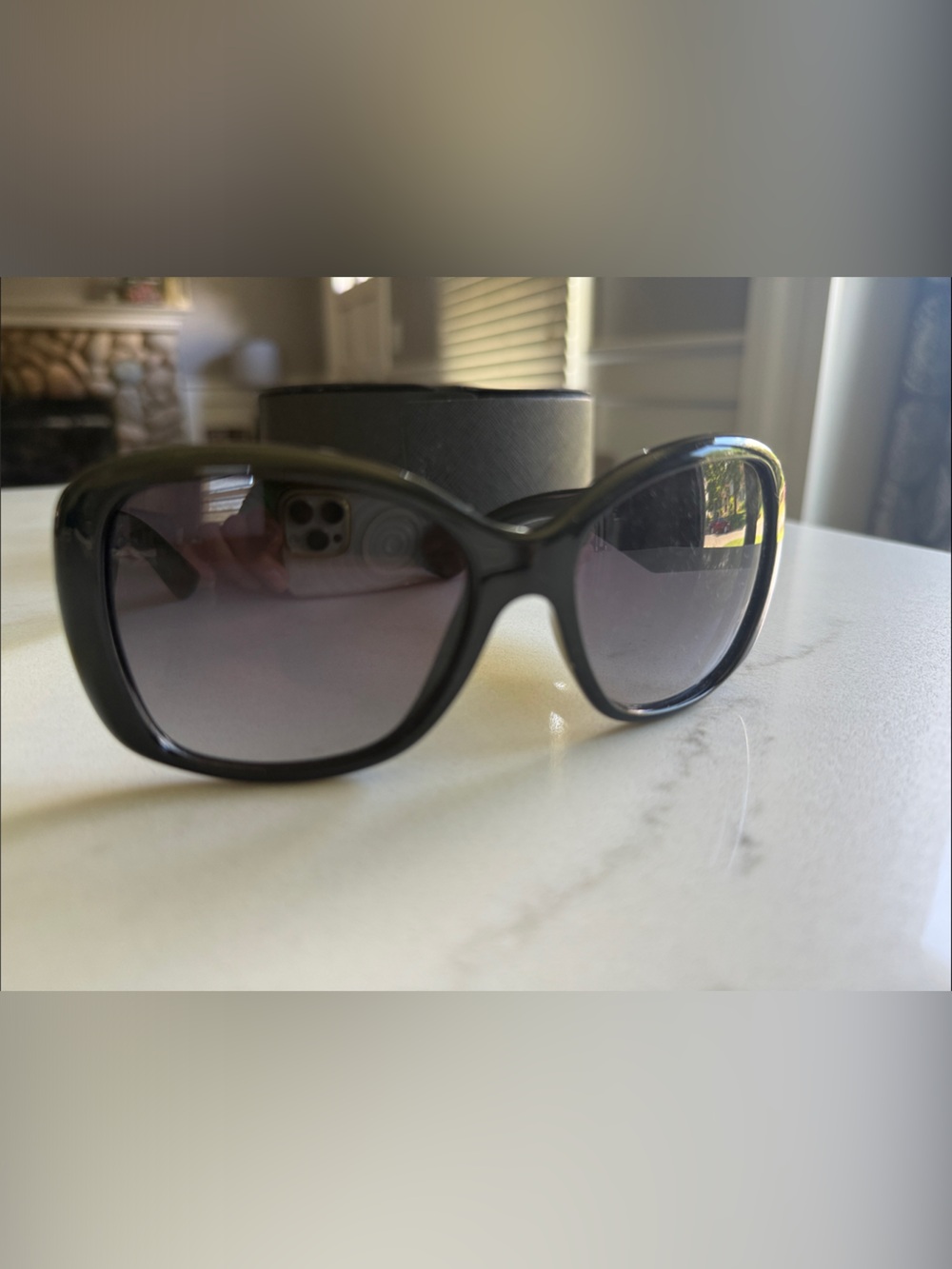 Prada SPR 32P Black Frame Sunglasses with Gradient Dark Lenses